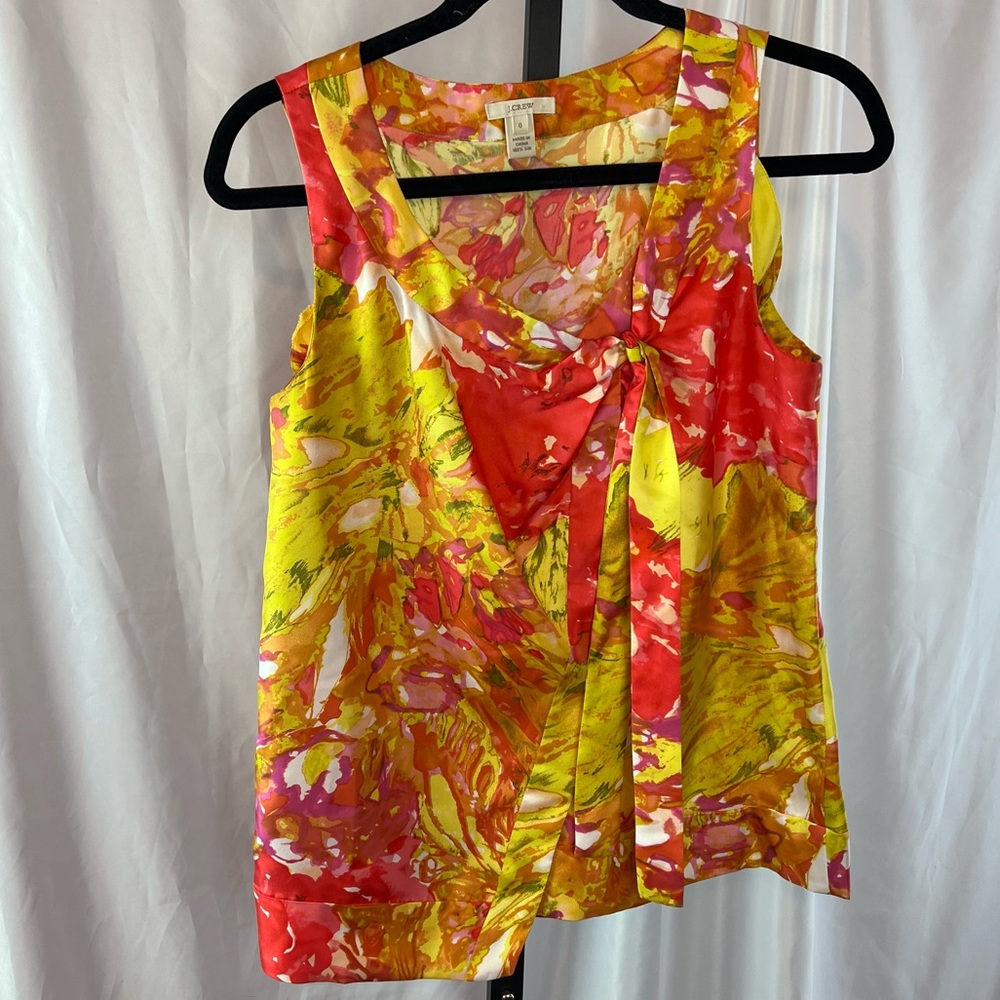 J. Crew Silk Floral Print Abstract Floral Print Tank Blouse, size 0